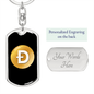 Dogecoin (DOGE) Crypto Cryptocurrency Keychain Stainless Steel or 18k Gold Dog Tag Keyring-Express Your Love Gifts