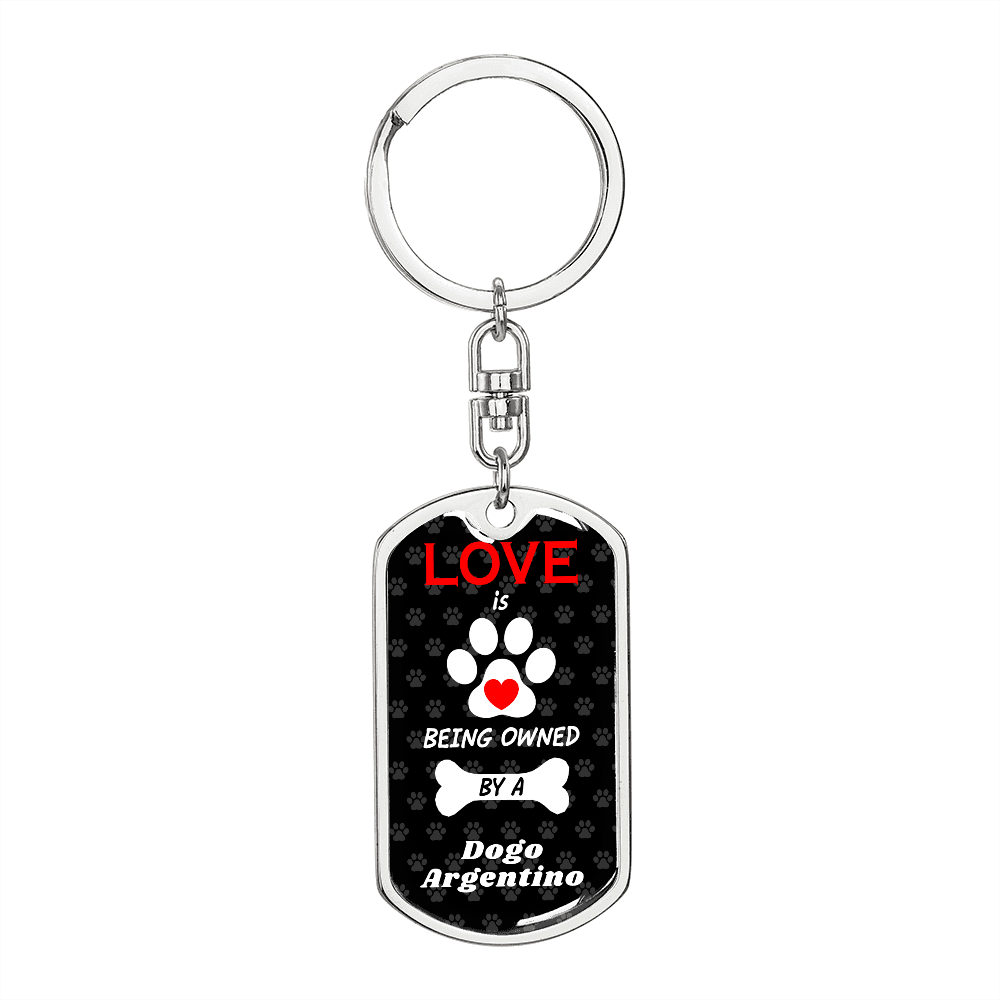 Dogo Argentino Keychain Stainless Steel or 18k Gold Dog Tag Keyring-Express Your Love Gifts