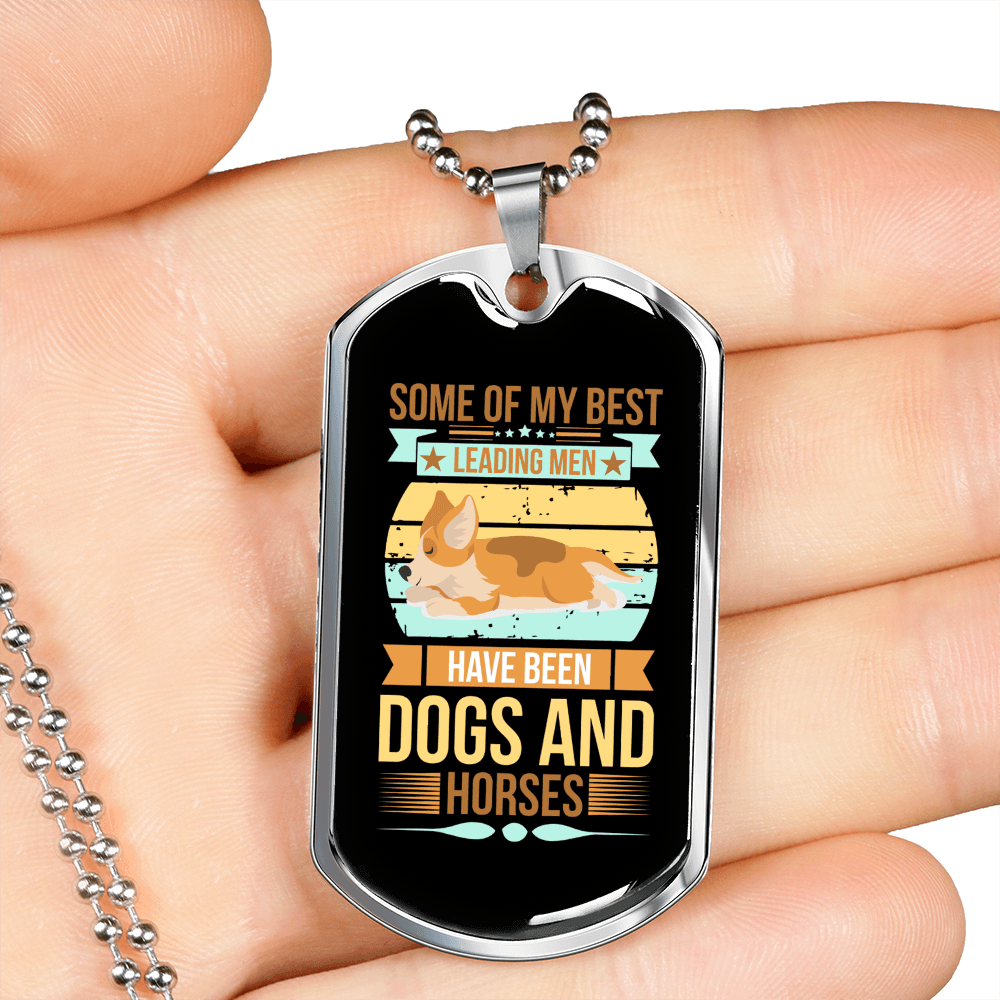 Dogs and Horses Necklace Stainless Steel or 18k Gold Dog Tag 24" Chain-Express Your Love Gifts