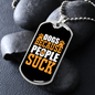 Dogs Because People Suck Orange Necklace Stainless Steel or 18k Gold Dog Tag 24" Chain-Express Your Love Gifts