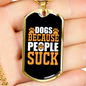 Dogs Because People Suck Orange Necklace Stainless Steel or 18k Gold Dog Tag 24" Chain-Express Your Love Gifts