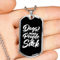 Dogs Because People Suck White Necklace Stainless Steel or 18k Gold Dog Tag 24" Chain-Express Your Love Gifts
