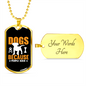Dogs Because People Suck Yellow Necklace Stainless Steel or 18k Gold Dog Tag 24" Chain-Express Your Love Gifts