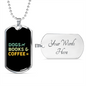 Dogs Books and Coffee Necklace Stainless Steel or 18k Gold Dog Tag 24" Chain-Express Your Love Gifts
