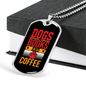 Dogs Books and Coffee Red Necklace Stainless Steel or 18k Gold Dog Tag 24" Chain-Express Your Love Gifts