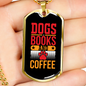 Dogs Books and Coffee Red Necklace Stainless Steel or 18k Gold Dog Tag 24" Chain-Express Your Love Gifts