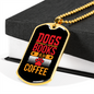 Dogs Books and Coffee Red Necklace Stainless Steel or 18k Gold Dog Tag 24" Chain-Express Your Love Gifts
