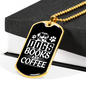 Dogs Books and Coffee White Necklace Stainless Steel or 18k Gold Dog Tag 24" Chain-Express Your Love Gifts