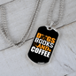 Dogs Books and Coffee Yellow Necklace Stainless Steel or 18k Gold Dog Tag 24" Chain-Express Your Love Gifts