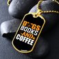 Dogs Books and Coffee Yellow Necklace Stainless Steel or 18k Gold Dog Tag 24" Chain-Express Your Love Gifts