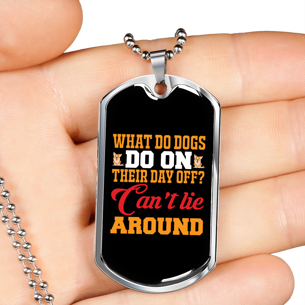 Dogs Can't Lie Orange Necklace Stainless Steel or 18k Gold Dog Tag 24" Chain-Express Your Love Gifts