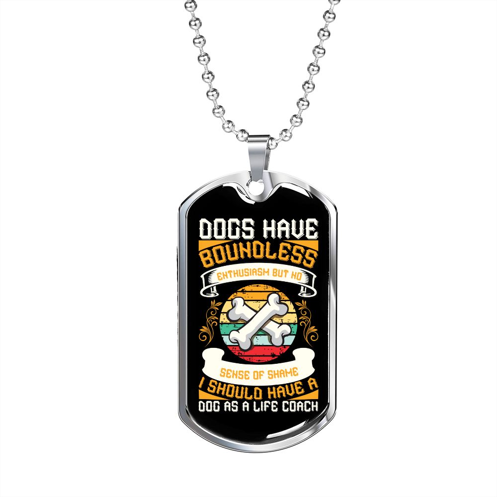 Dogs Do Speak Bones Necklace Stainless Steel or 18k Gold Dog Tag 24" Chain-Express Your Love Gifts