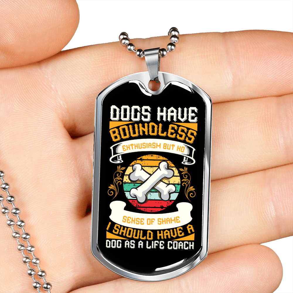 Dogs Do Speak Bones Necklace Stainless Steel or 18k Gold Dog Tag 24" Chain-Express Your Love Gifts