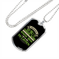 Dogs Do Speak Green Necklace Stainless Steel or 18k Gold Dog Tag 24" Chain-Express Your Love Gifts