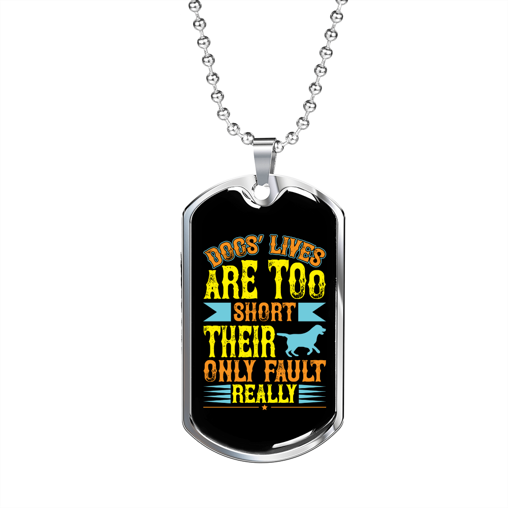 Dogs Lives Yellow Necklace Stainless Steel or 18k Gold Dog Tag 24" Chain-Express Your Love Gifts