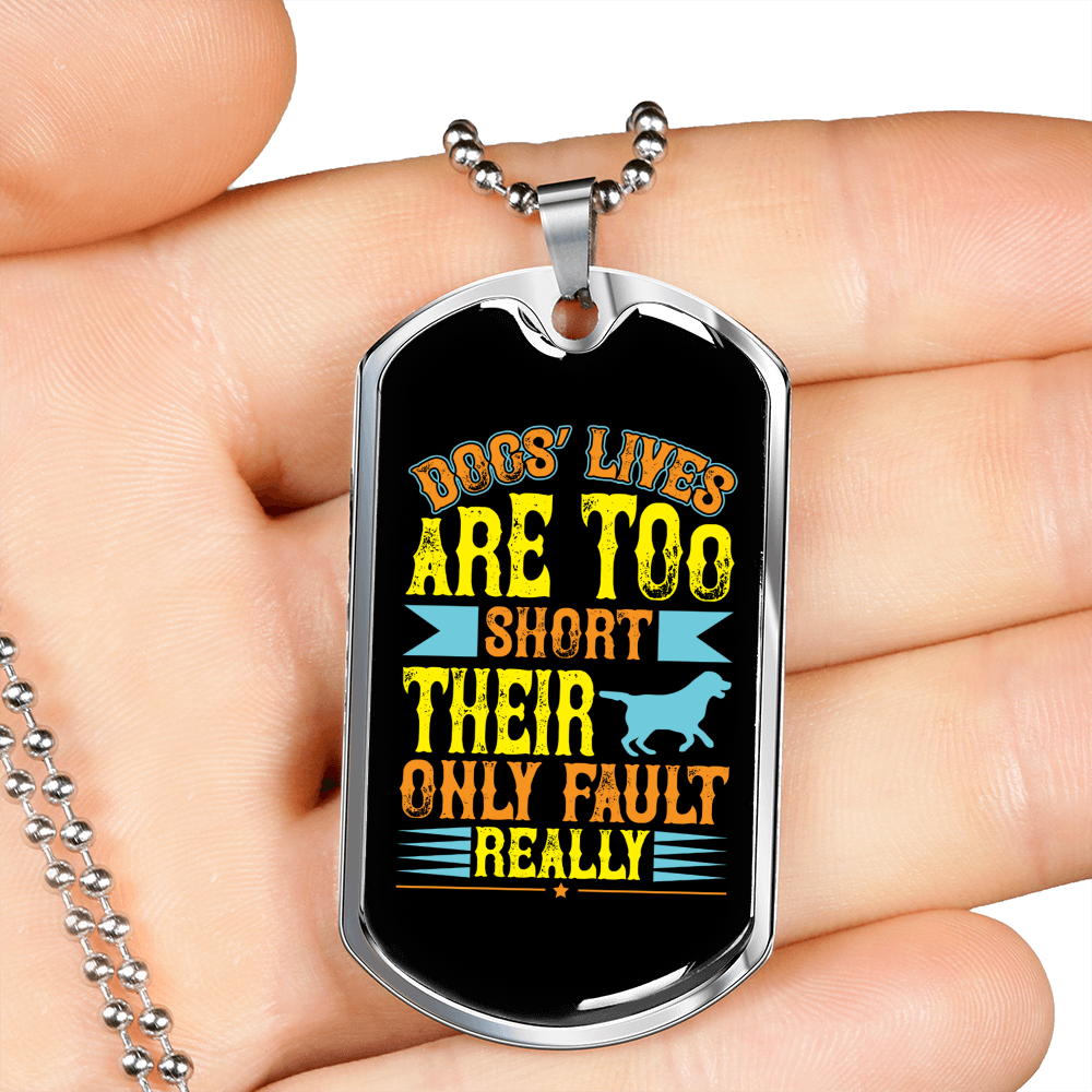 Dogs Lives Yellow Necklace Stainless Steel or 18k Gold Dog Tag 24" Chain-Express Your Love Gifts