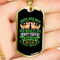 Dogs Make Lives Whole Green Necklace Stainless Steel or 18k Gold Dog Tag 24" Chain-Express Your Love Gifts