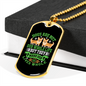 Dogs Make Lives Whole Green Necklace Stainless Steel or 18k Gold Dog Tag 24" Chain-Express Your Love Gifts