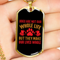 Dogs Make Lives Whole Red Necklace Stainless Steel or 18k Gold Dog Tag 24" Chain-Express Your Love Gifts