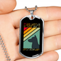 Dogs Never Bite Me Blue Necklace Stainless Steel or 18k Gold Dog Tag 24" Chain-Express Your Love Gifts