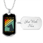 Dogs Never Bite Me Blue Necklace Stainless Steel or 18k Gold Dog Tag 24" Chain-Express Your Love Gifts