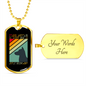 Dogs Never Bite Me Blue Necklace Stainless Steel or 18k Gold Dog Tag 24" Chain-Express Your Love Gifts