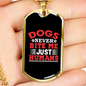 Dogs Never Bite Me Red Necklace Stainless Steel or 18k Gold Dog Tag 24" Chain-Express Your Love Gifts
