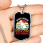 Dogs Never Bite Me White Necklace Stainless Steel or 18k Gold Dog Tag 24" Chain-Express Your Love Gifts