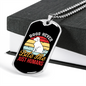 Dogs Never Bite Me White Necklace Stainless Steel or 18k Gold Dog Tag 24" Chain-Express Your Love Gifts