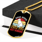 Dogs Never Bite Me White Necklace Stainless Steel or 18k Gold Dog Tag 24" Chain-Express Your Love Gifts