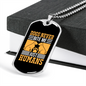 Dogs Never Bite Me Yellow Necklace Stainless Steel or 18k Gold Dog Tag 24" Chain-Express Your Love Gifts