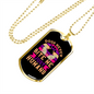 Dogs Never Bite Purple Necklace Stainless Steel or 18k Gold Dog Tag 24" Chain-Express Your Love Gifts
