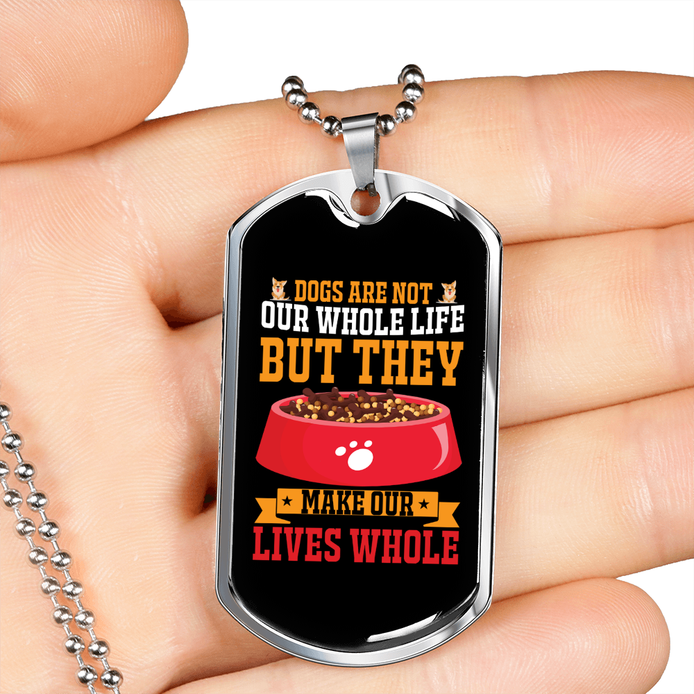 Dogs Not Our Life Red Necklace Stainless Steel or 18k Gold Dog Tag 24" Chain-Express Your Love Gifts