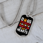 Dogs Paw Prints Our Hearts Necklace Stainless Steel or 18k Gold Dog Tag 24" Chain-Express Your Love Gifts