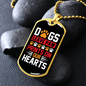 Dogs Paw Prints Our Hearts Necklace Stainless Steel or 18k Gold Dog Tag 24" Chain-Express Your Love Gifts