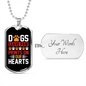 Dogs Paw Prints Our Hearts Necklace Stainless Steel or 18k Gold Dog Tag 24" Chain-Express Your Love Gifts