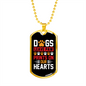 Dogs Paw Prints Our Hearts Necklace Stainless Steel or 18k Gold Dog Tag 24" Chain-Express Your Love Gifts