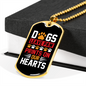 Dogs Paw Prints Our Hearts Necklace Stainless Steel or 18k Gold Dog Tag 24" Chain-Express Your Love Gifts