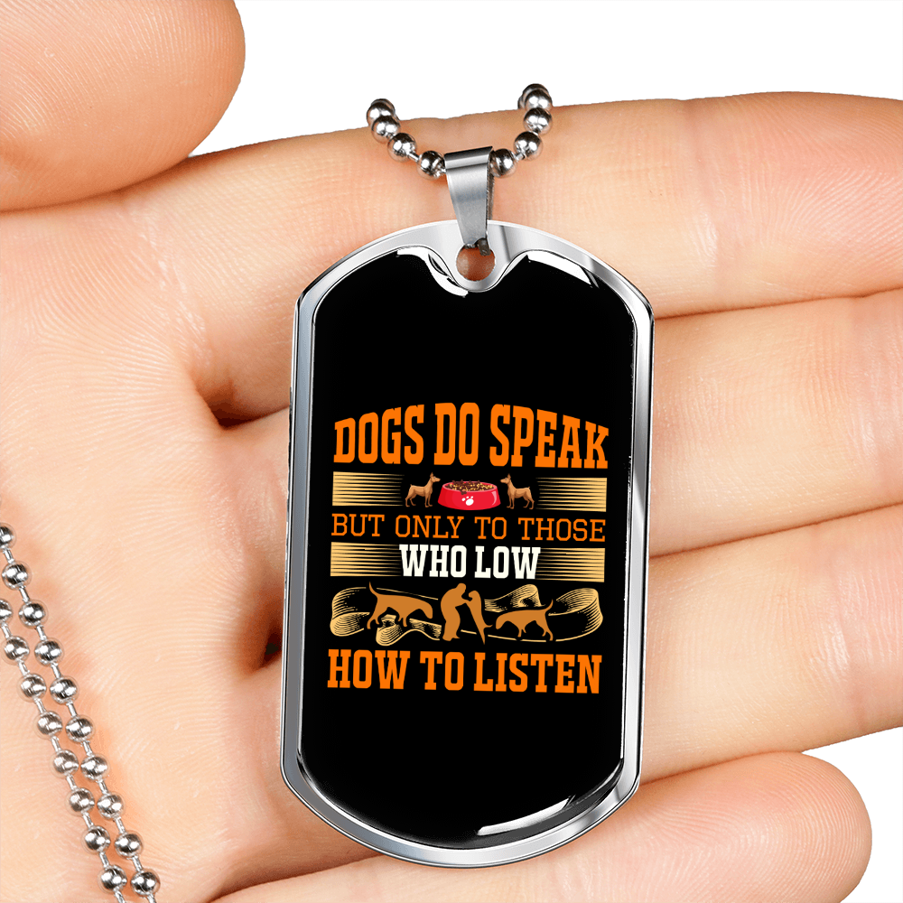 Dogs Speaks Yellow Necklace Stainless Steel or 18k Gold Dog Tag 24" Chain-Express Your Love Gifts