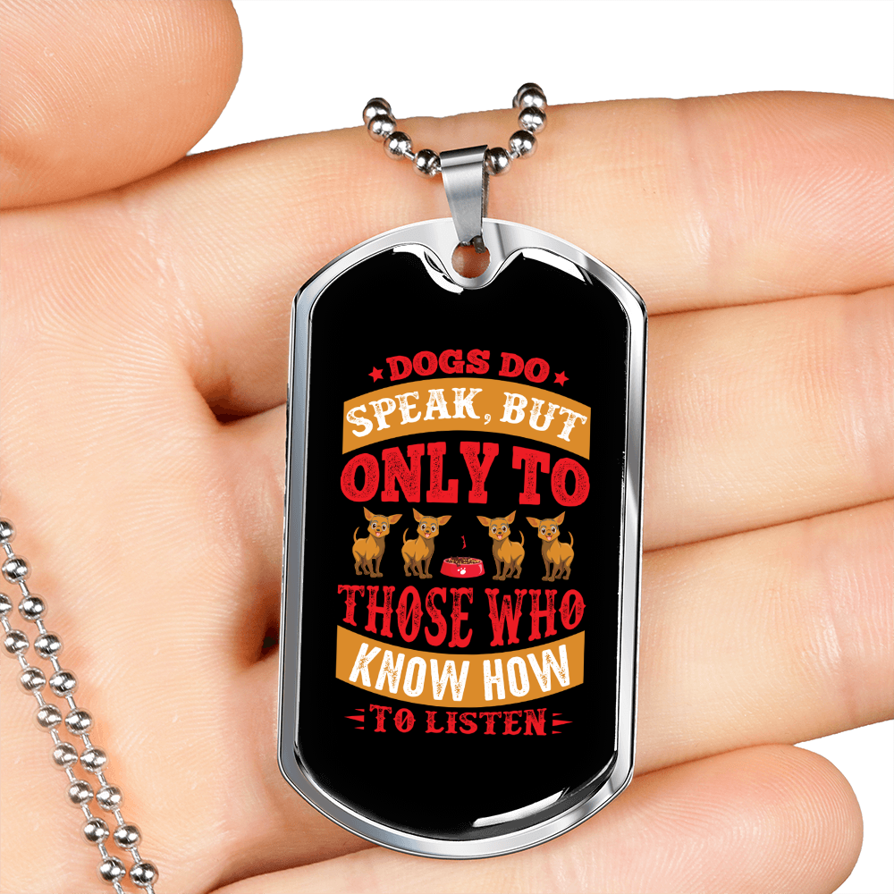 Dogs Speaks Yellow Red Necklace Stainless Steel or 18k Gold Dog Tag 24" Chain-Express Your Love Gifts