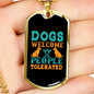 Dogs Welcome People Necklace Stainless Steel or 18k Gold Dog Tag 24" Chain-Express Your Love Gifts