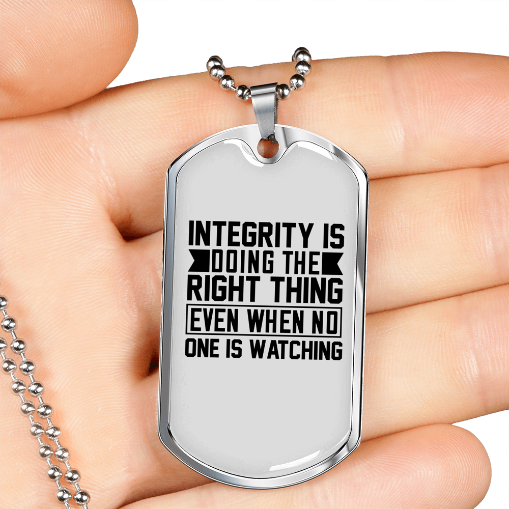 Doing The Right Thing Necklace Stainless Steel or 18k Gold Dog Tag 24" Chain-Express Your Love Gifts