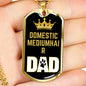 Domestic Mediumhair Cat Dad Necklace Stainless Steel or 18k Gold Dog Tag 24" Chain-Express Your Love Gifts