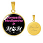 Domestic Mediumhair Cat Mom Necklace Circle Pendant Stainless Steel or 18k Gold 18-22"-Express Your Love Gifts