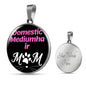 Domestic Mediumhair Cat Mom Necklace Circle Pendant Stainless Steel or 18k Gold 18-22"-Express Your Love Gifts