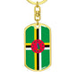 Dominica Flag Keychain Dog Tag Stainless Steel or 18k Gold-Express Your Love Gifts
