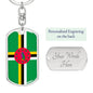 Dominica Flag Keychain Dog Tag Stainless Steel or 18k Gold-Express Your Love Gifts