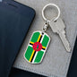 Dominica Flag Keychain Dog Tag Stainless Steel or 18k Gold-Express Your Love Gifts