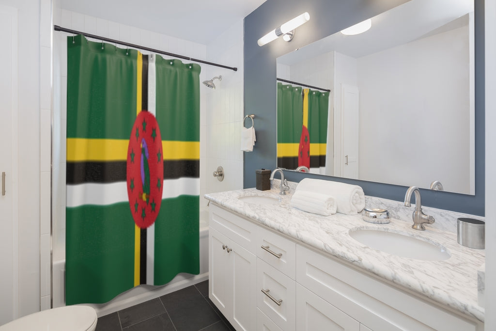Dominica Flag Stylish Design 71" x 74" Elegant Waterproof Shower Curtain for a Spa-like Bathroom Paradise Exceptional Craftsmanship-Express Your Love Gifts