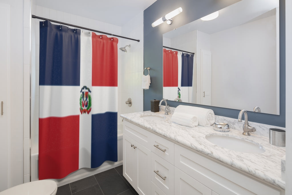 Dominican Republic Flag Stylish Design 71" x 74" Elegant Waterproof Shower Curtain for a Spa-like Bathroom Paradise Exceptional Craftsmanship-Express Your Love Gifts